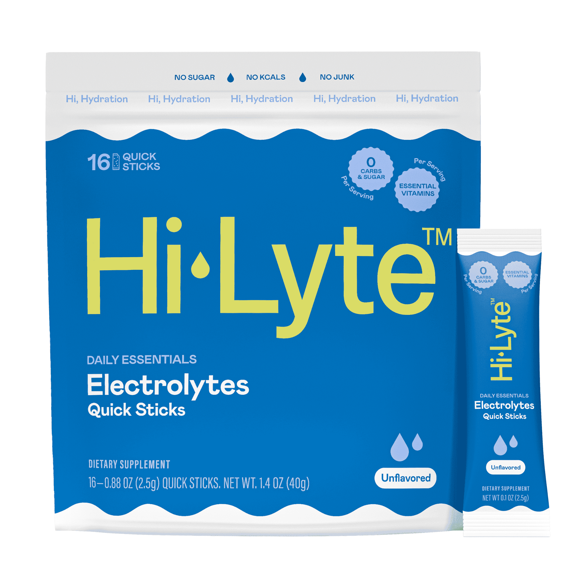 Quick Hydration Hi-Lyte Electrolytes Quick Stix Unflavored Hydration Drink | Daily ...