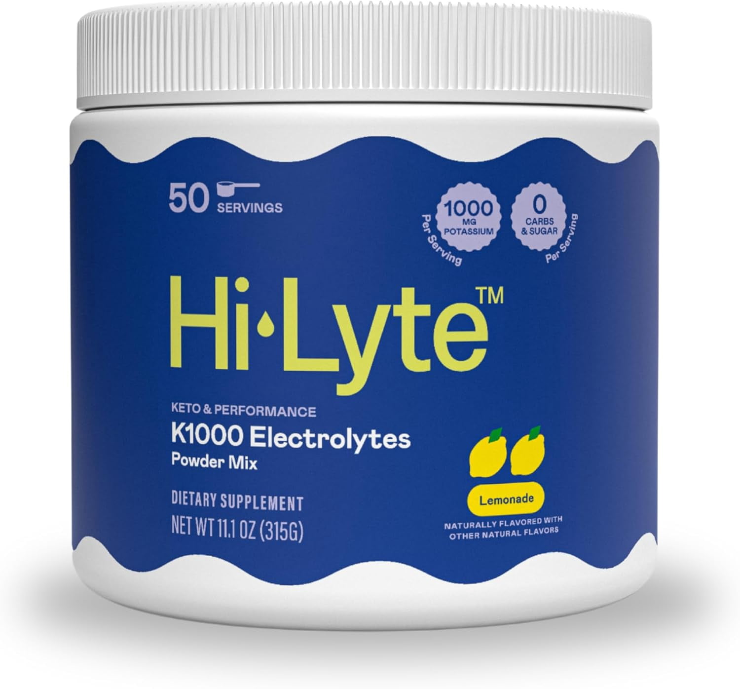 Hi-Lyte Keto K1000 Electrolyte Powder | Lemonade | Hydration Supplement Drink Mix | Boost Energy & Beat Leg Cramps | No Maltodextrin or Sugar | 50 Servings