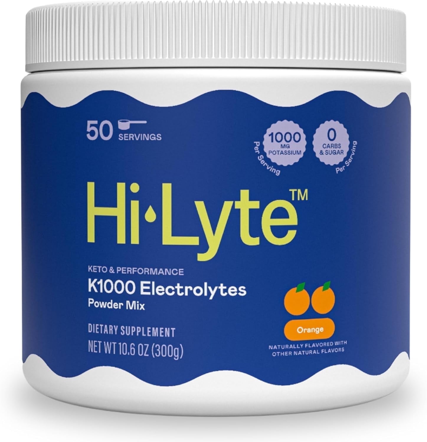 Hi-Lyte Keto K1000 Electrolyte Powder Orange | Hydration Supplement Drink Mix | Boost Energy & Beat Leg Cramps | No Maltodextrin or Sugar | 50 Servings