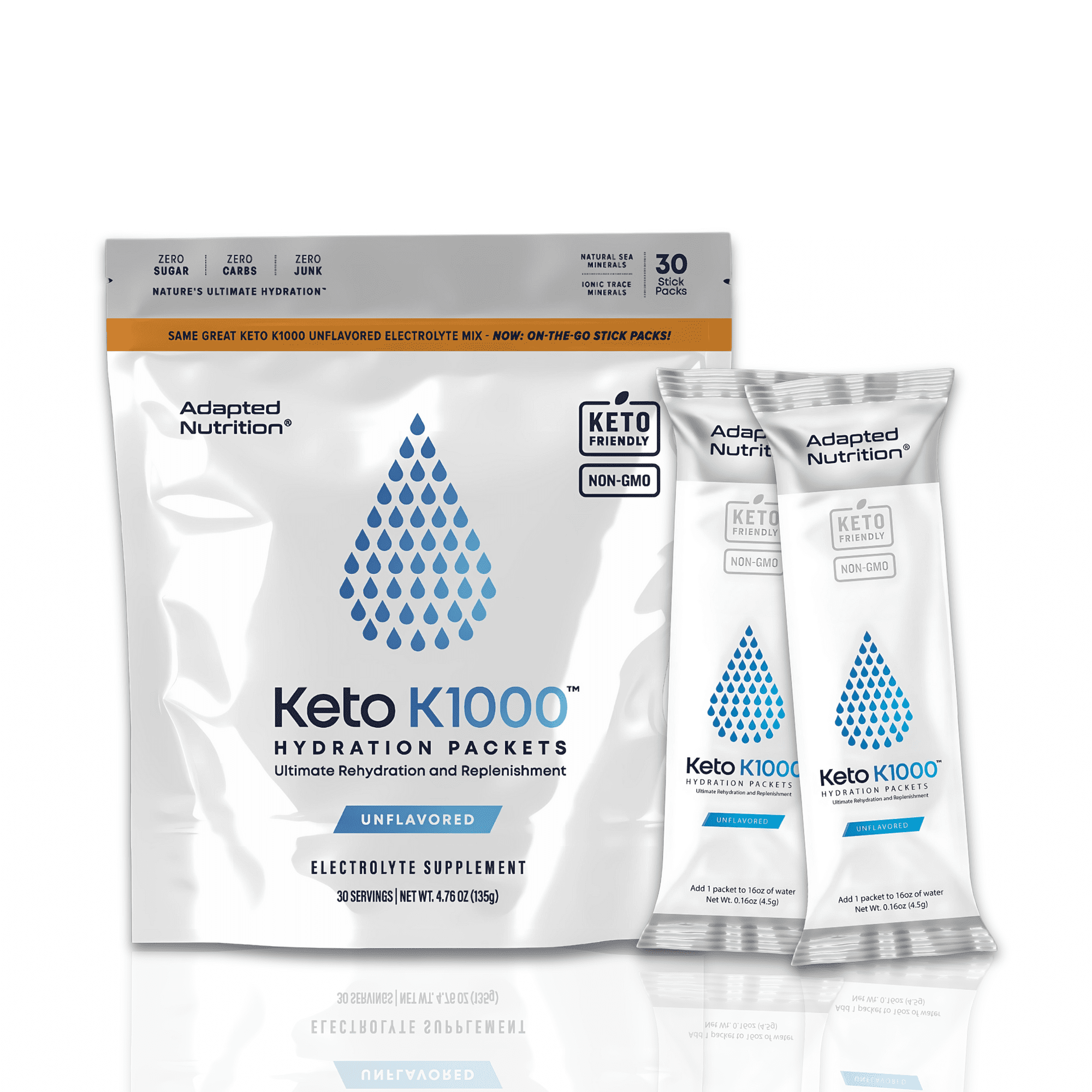 Hi-Lyte Keto K1000 Hydration Packets | Unflavored | Electrolyte Powder Drink Mix | Boost Energy & Beat Leg Cramps | No Maltodextrin or Sugar | 30 Servings