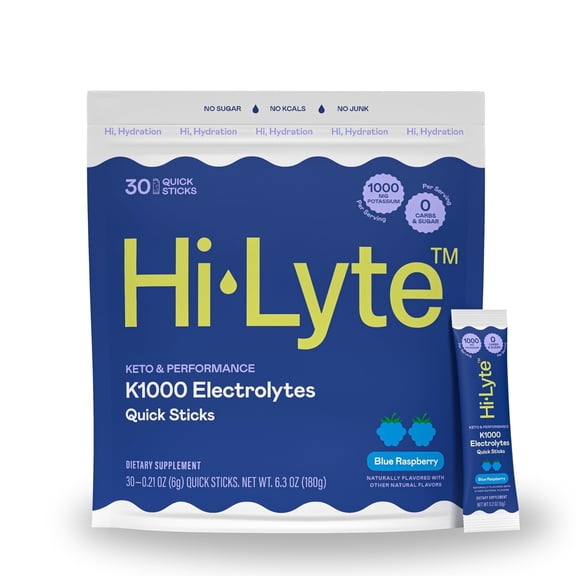 Hi-Lyte Keto & Performance | K1000 Electrolytes Quick Sticks | Blue Raspberry