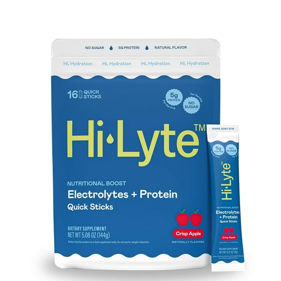 Hi-Lyte Nutritional Boost | Electrolytes + Protein Quick Sticks | Crisp Apple
