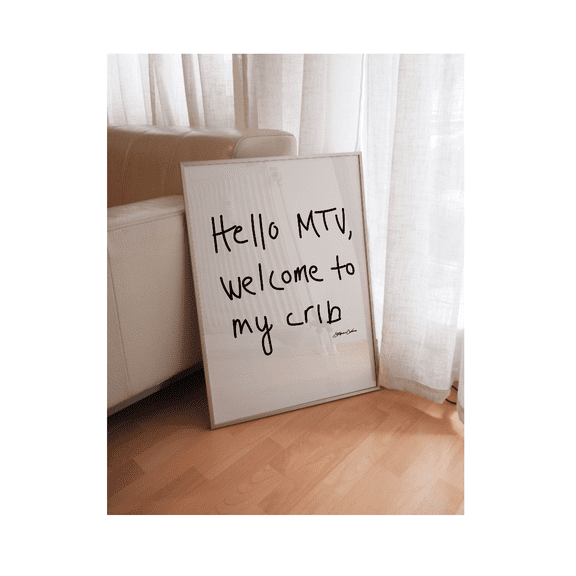 Hi Mtv Welcome To My Crib Poster Mid Century Modern Wall Art Typography Poster