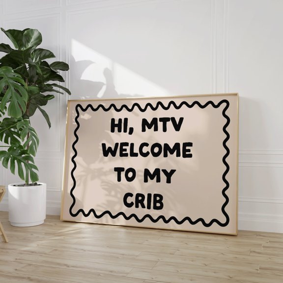 Hi Mwelcome To My Crib Art Poster, Preppy Apartment Art Poster, Trendy Cool Apartment Art Dorm Decor Cool Living Room Art Decor, Funky, Unframed Poster Size 8x12 F03.1.15l71