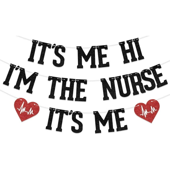 It's Me Hi I'm the Nurse It's Me Banner, Nursing Graduation Decorations, Class of 2025 Graduation Decorations, Nursing School Survivor Grad Party Supplies Black & Red