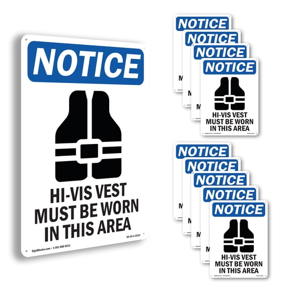 Hi OSHA Notice Aluminum Sign 10 Inch x 7 Inch - 10 Pack