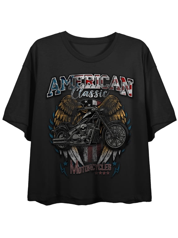 Hi-Octane Customs Motorcycles Women's Black Crop Tee-XL