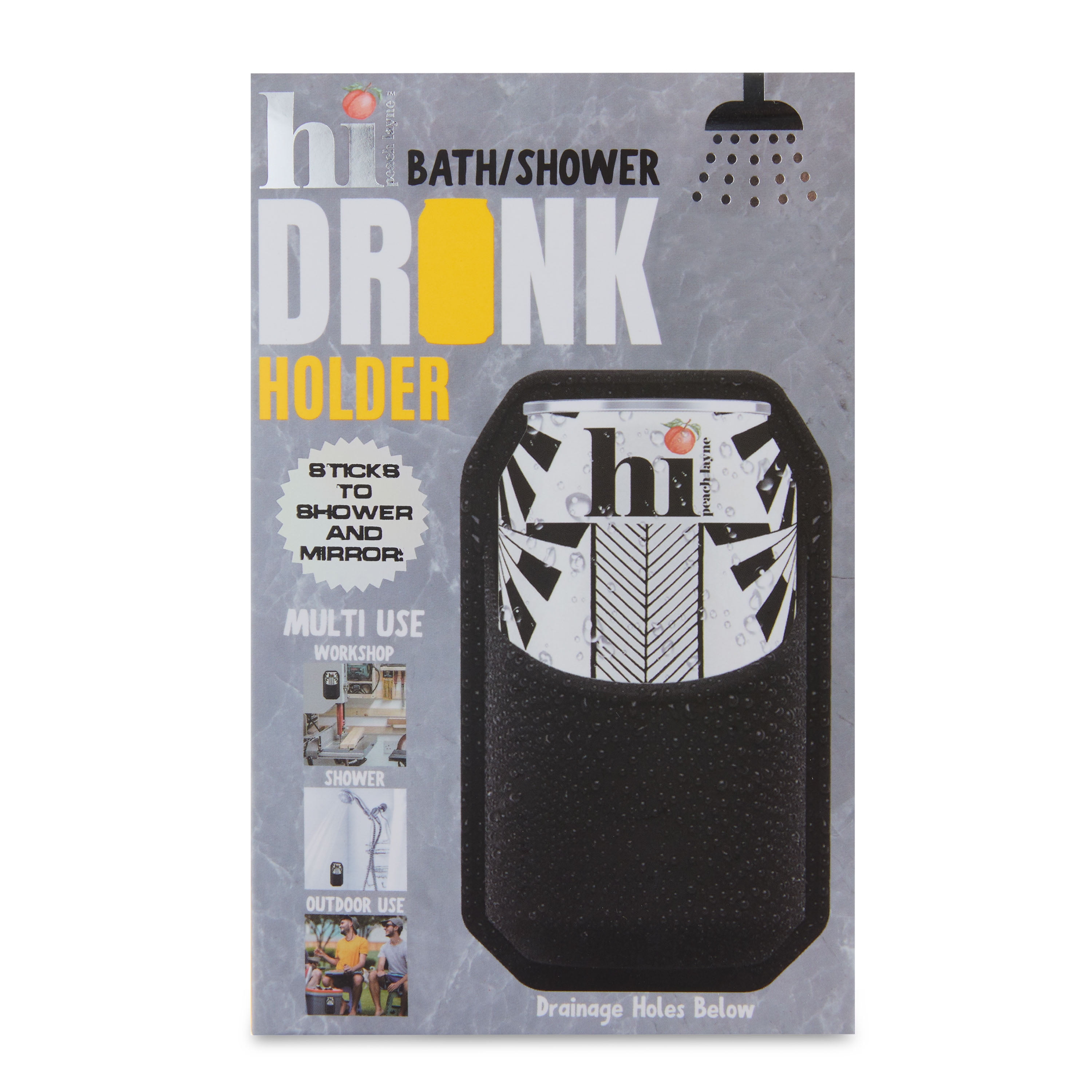 Hi Peach Layne Bath and Shower Drink Holder, Black