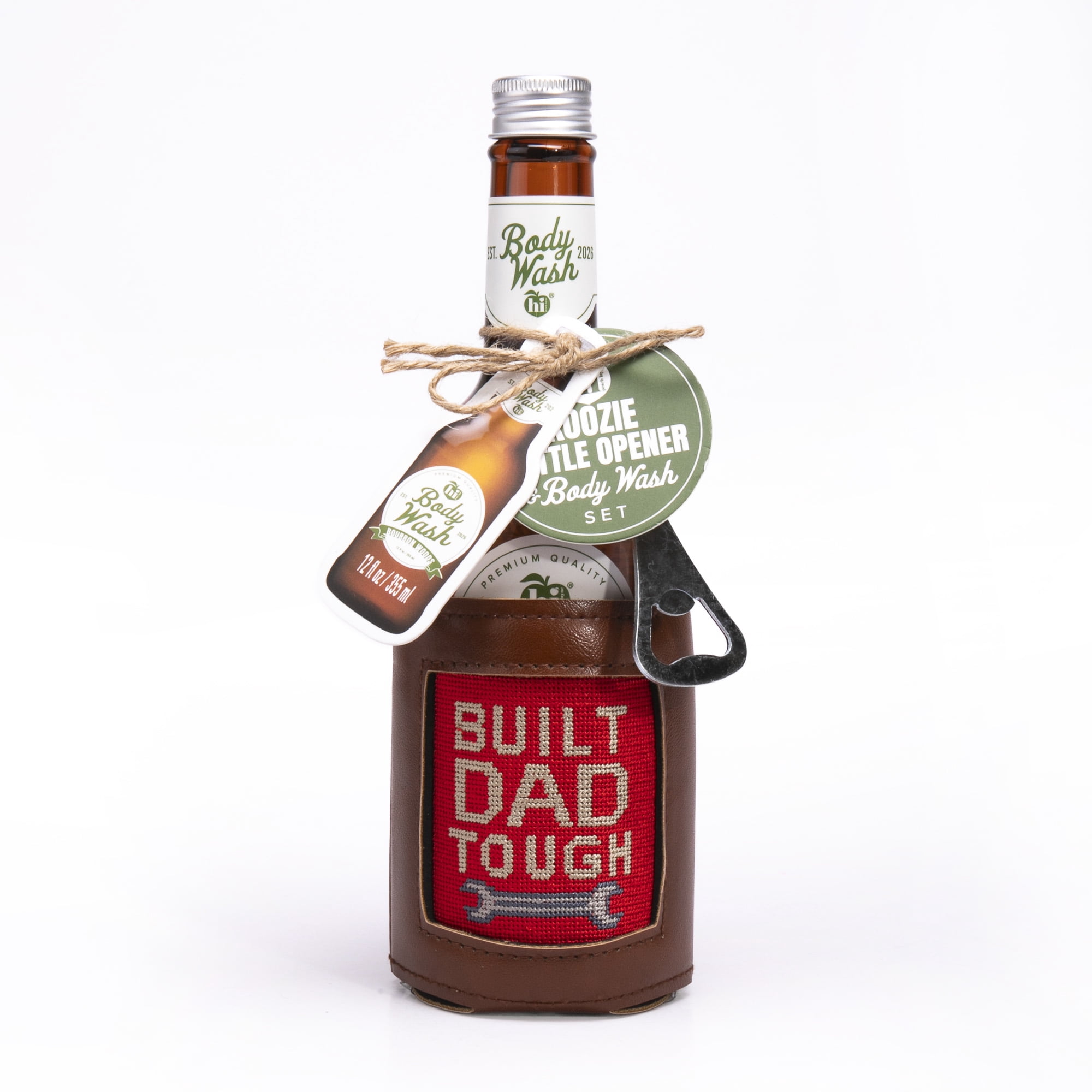 Hi Peach Layne Father's Day Gift Set with Built Dad Tough Needlepoint Beverage Holder and 3-in-1 Vanilla Bourbon Body Wash