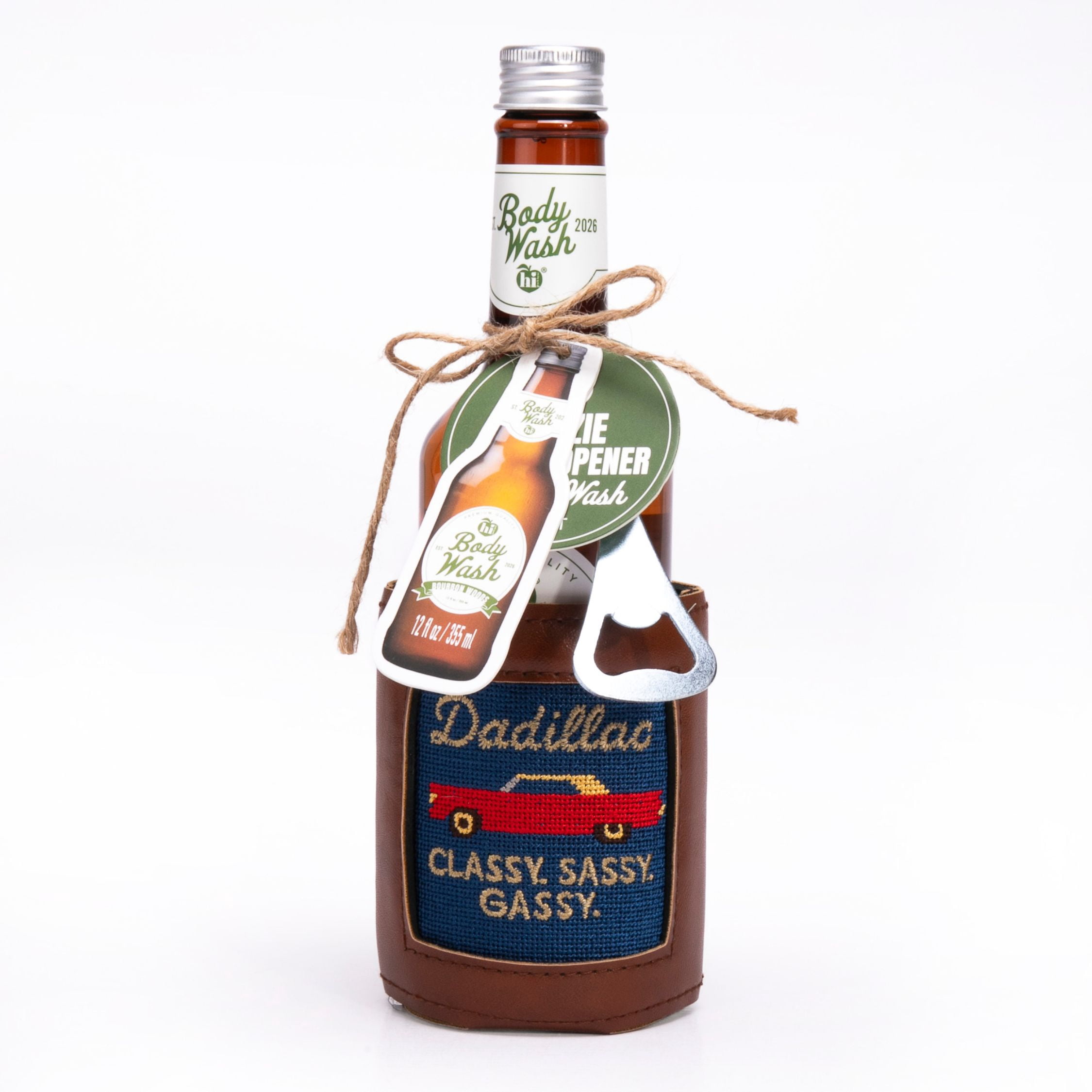 Hi Peach Layne Father's Day Gift Set with DADILLAC Needlepoint Beverage Holder & 3-in-1 Body Wash Bottle
