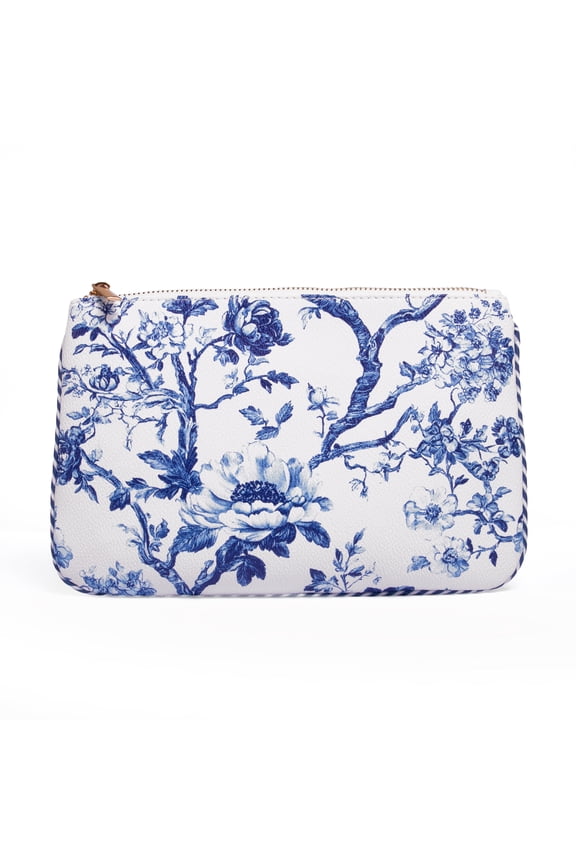 , Mother's Day Gift, Blue Toile Large Zipper Pouch