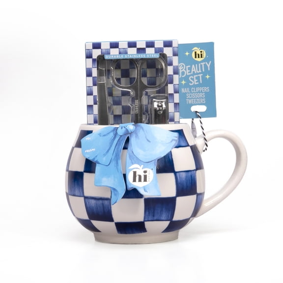 Hi Peach Layne Mother's Day Blue Coffee Mug with Manicure Set