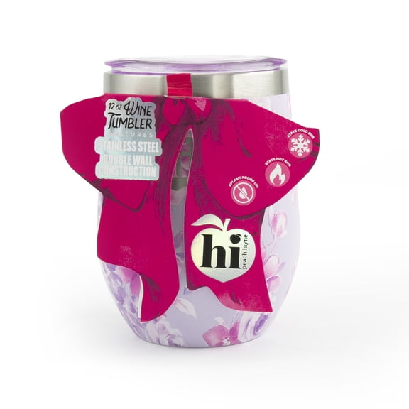 Hi Peach Layne, Mother's Day Gift Set, Purple Floral Wine Tumbler with Nail File