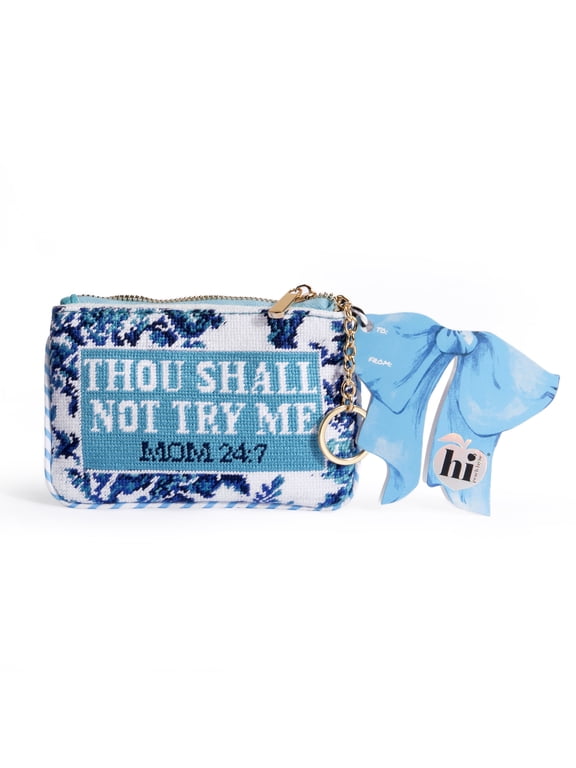 'Thou Shall Not Try Me' Mother's Day Gift Needlepoint Keychain Pouch