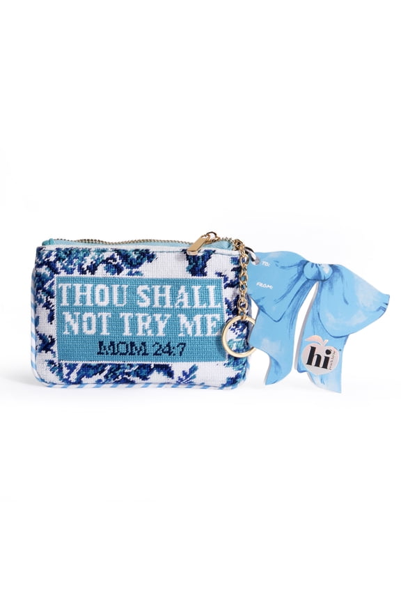 'Thou Shall Not Try Me' Mother's Day Gift Needlepoint Keychain Pouch