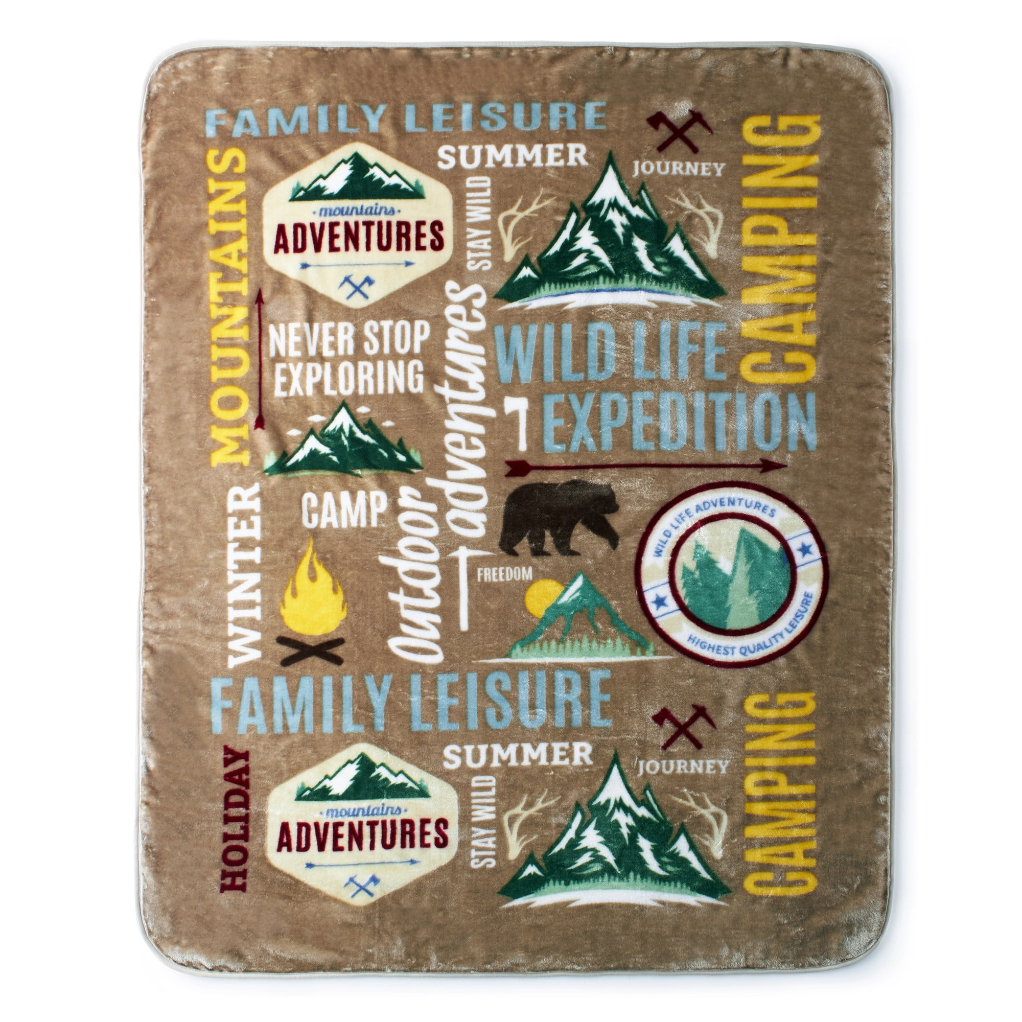 Hi Pile Camping Adventure Oversized Fleece Throw Blanket