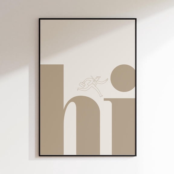 Hi Poster, Beige, Boho, Hello, Wall Art, Hi Print, Business, Entryway Prints, Typography, Welcome, Living Room Art, Office Poster UNFRAMED PAPER POSTER, Home Decor, Vintage Gift, Living Room Dercor