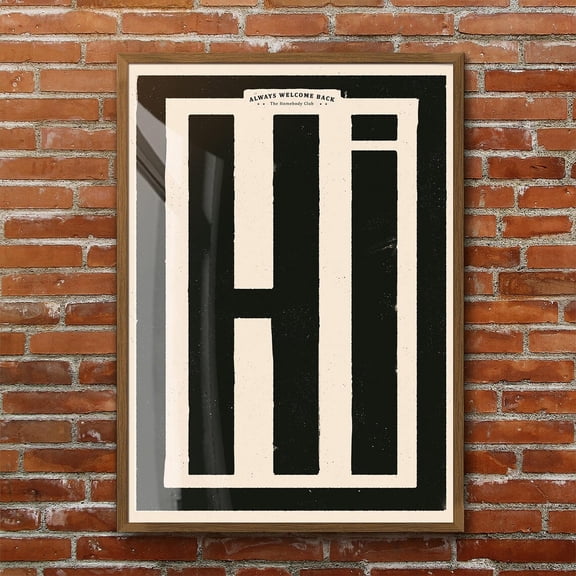 Hi Print Retro Typography Wall Art Bold Statement Black Typography Hi Print Bold Entryway Hand Painted Old Lettering