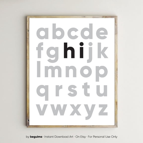 Hi Prints Alphabet Wall Art Hello Entryway Decor Welcome Nursery Signs Unframed Paper Print