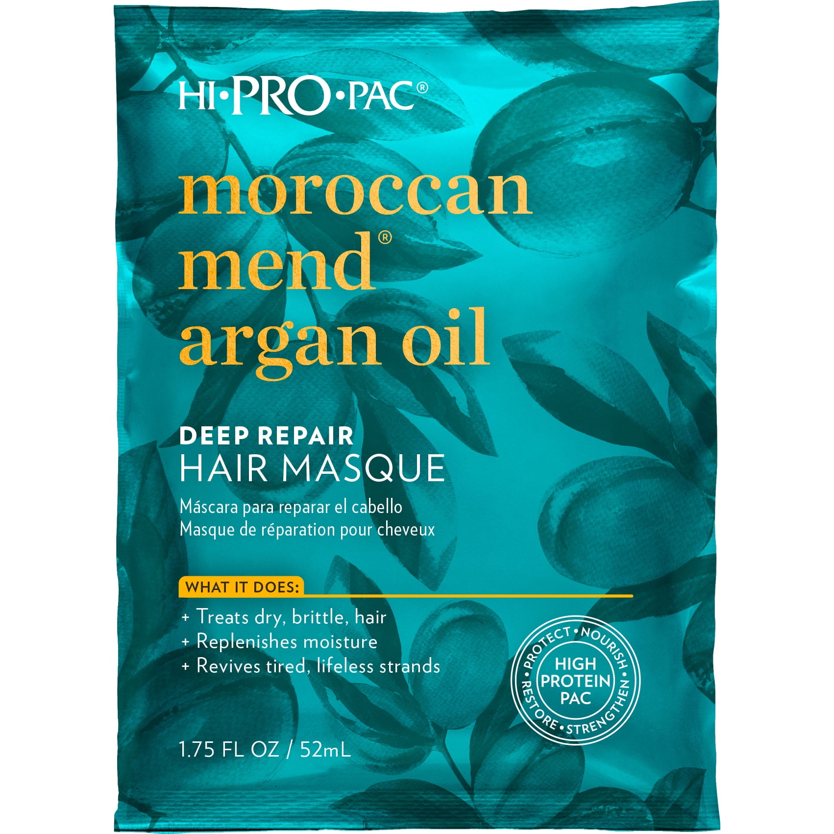 Hi Pro Pac Hair Masque, Deep Repair, Moroccan Mend Argan Oil, 1.75 Oz.,Pack of 12