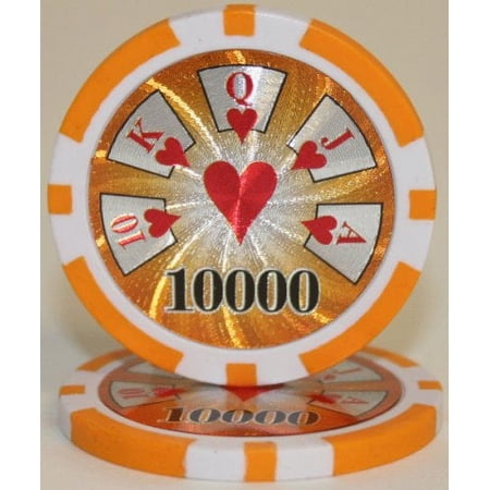 Hi-Roller 14g Poker Chips, $10,000 Heavy Weight Clay Composite, 25-pack