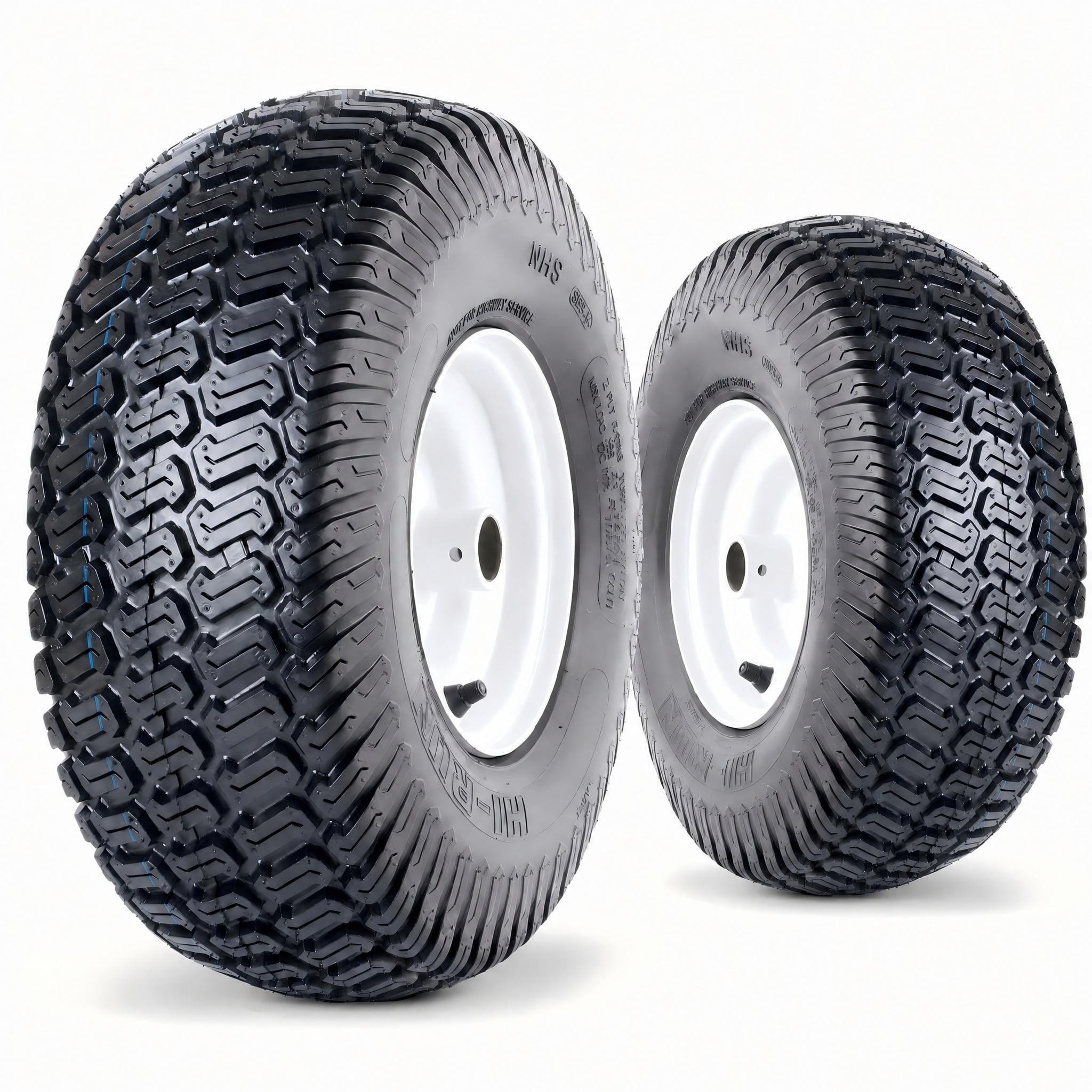 Hi-Run 2 Set SU05 13X6.50-6 4PR Lawn & Garden Tires and Wheel Assembly on 6X4.5 White Wheel with 3/4" Bushing