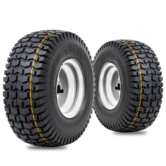 Hi-Run 2 Set SU12 13X6.50-6 4PR Lawn & Garden Tires and Wheel Assembly on 6X4.5 White Wheel with 3/4" Bushing