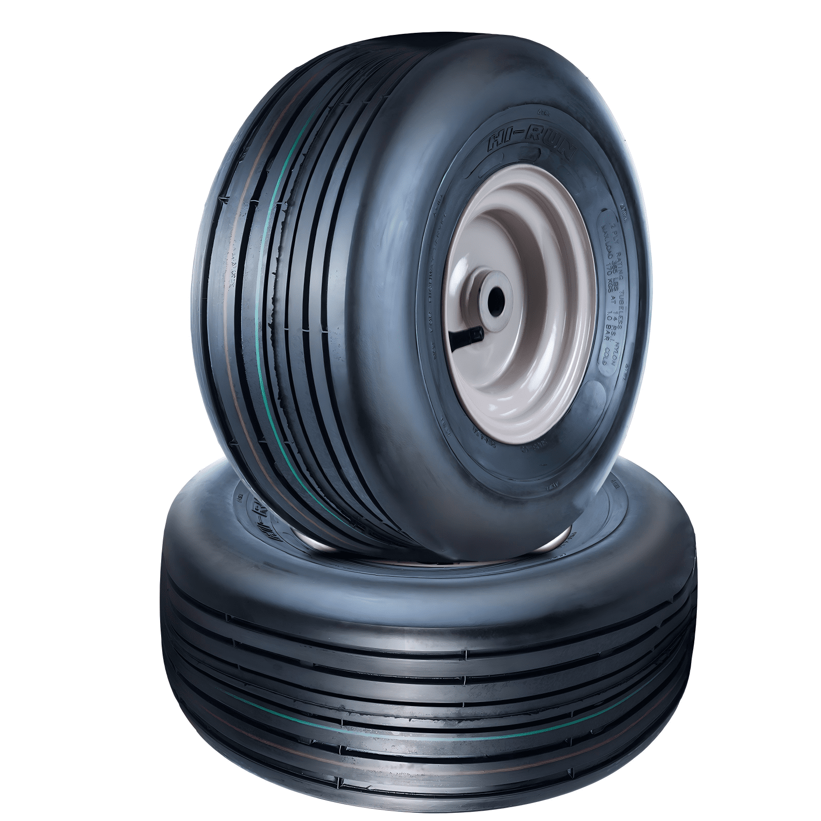 Hi-Run 2 Set SU08 16X6.50-8 2PR Lawn & Garden Tires and Wheel Assembly on 8X5.375 White Wheel with 3/4" Bushing