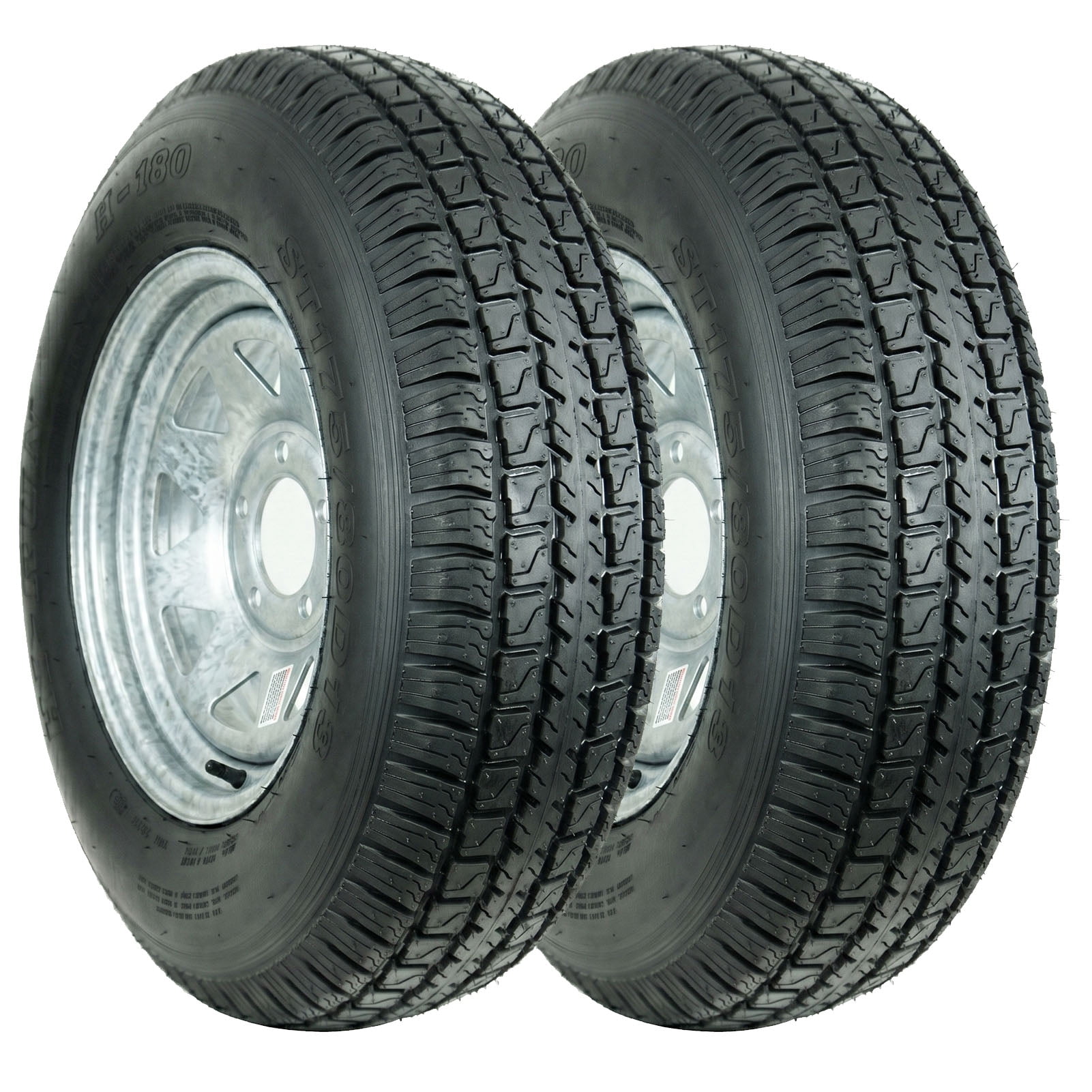 Hi-Run 2 Set H180 ST175/80D13 6PR 91L Trailer Tire and Galvanized 5-Lug 8 Spoke Wheel Assembly