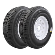 Hi-Run 2 Set ST100 ST205/75R14 8PR Trailer Tires Wheel Assembly & 5 Lugs on 4.5" PCD White, 0 Offset Fits 205/75/14