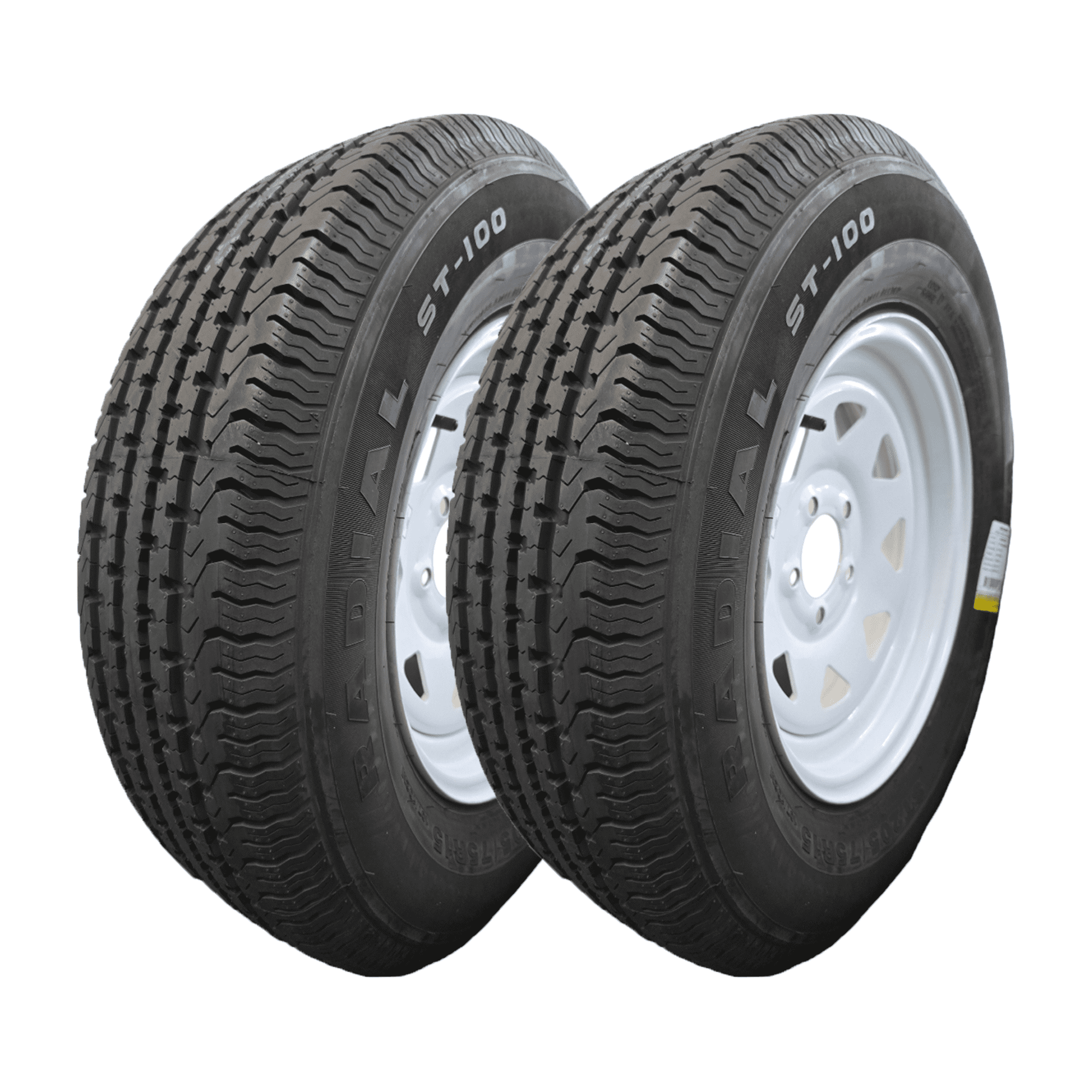 Hi-Run 2 Set ST100 ST205/75R14 8PR Trailer Tires Wheel Assembly & 14X6 5 Lugs on 4.5" PCD White, 0 Offset Fits 205/75/14