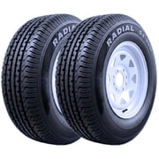 Hi-Run 2 Set ST100 ST235/80R16 Trailer Tire 10PR 124M & 16X6 8 Lugs on 6.5" PCD, 0 Offset Wheel Assembly Fits 235/80R16 Trailer Tire