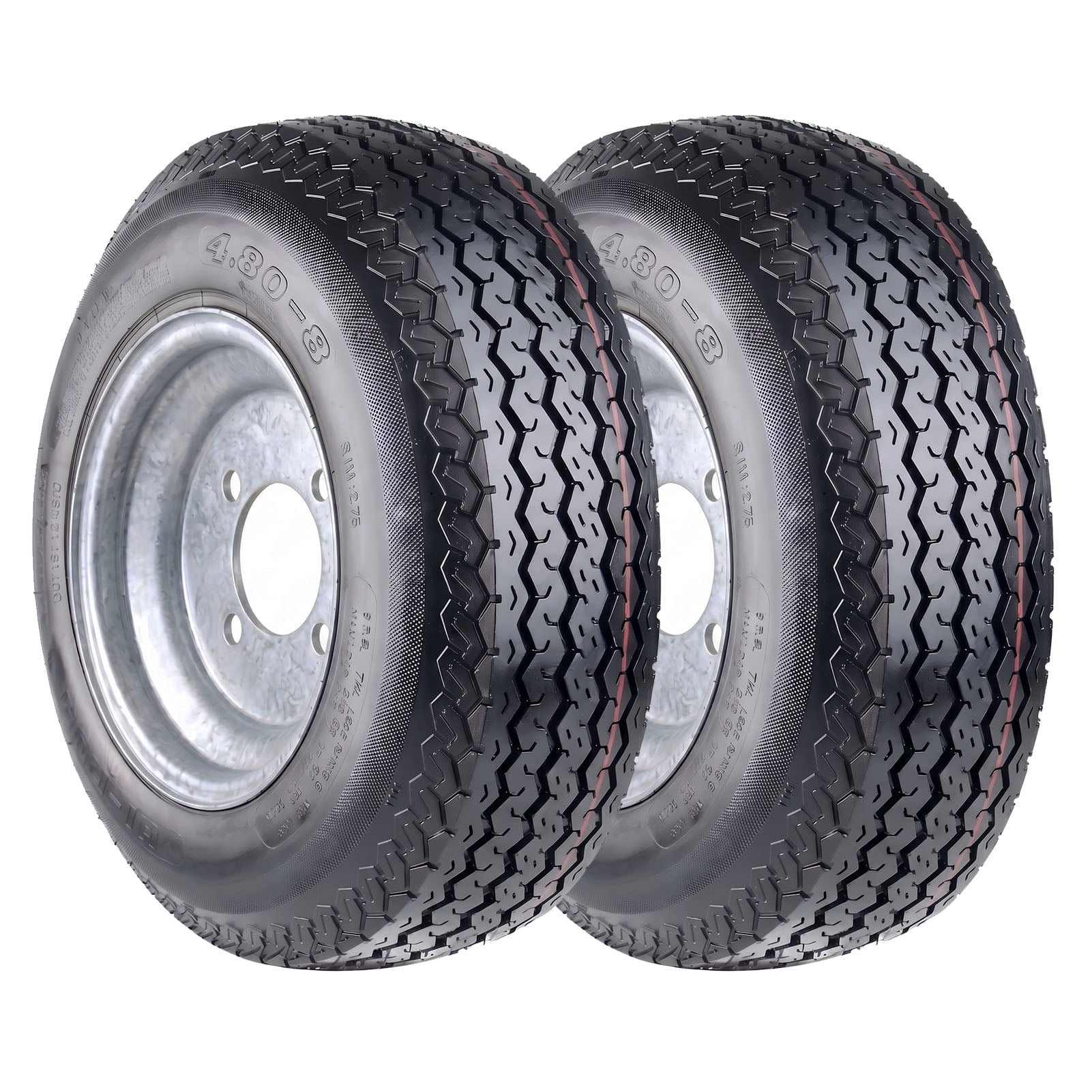 Hi-Run 2 Set SU01 4.80-8 4PR Boat Trailer Tire with 4-Lug Galvanized Wheel Assembly
