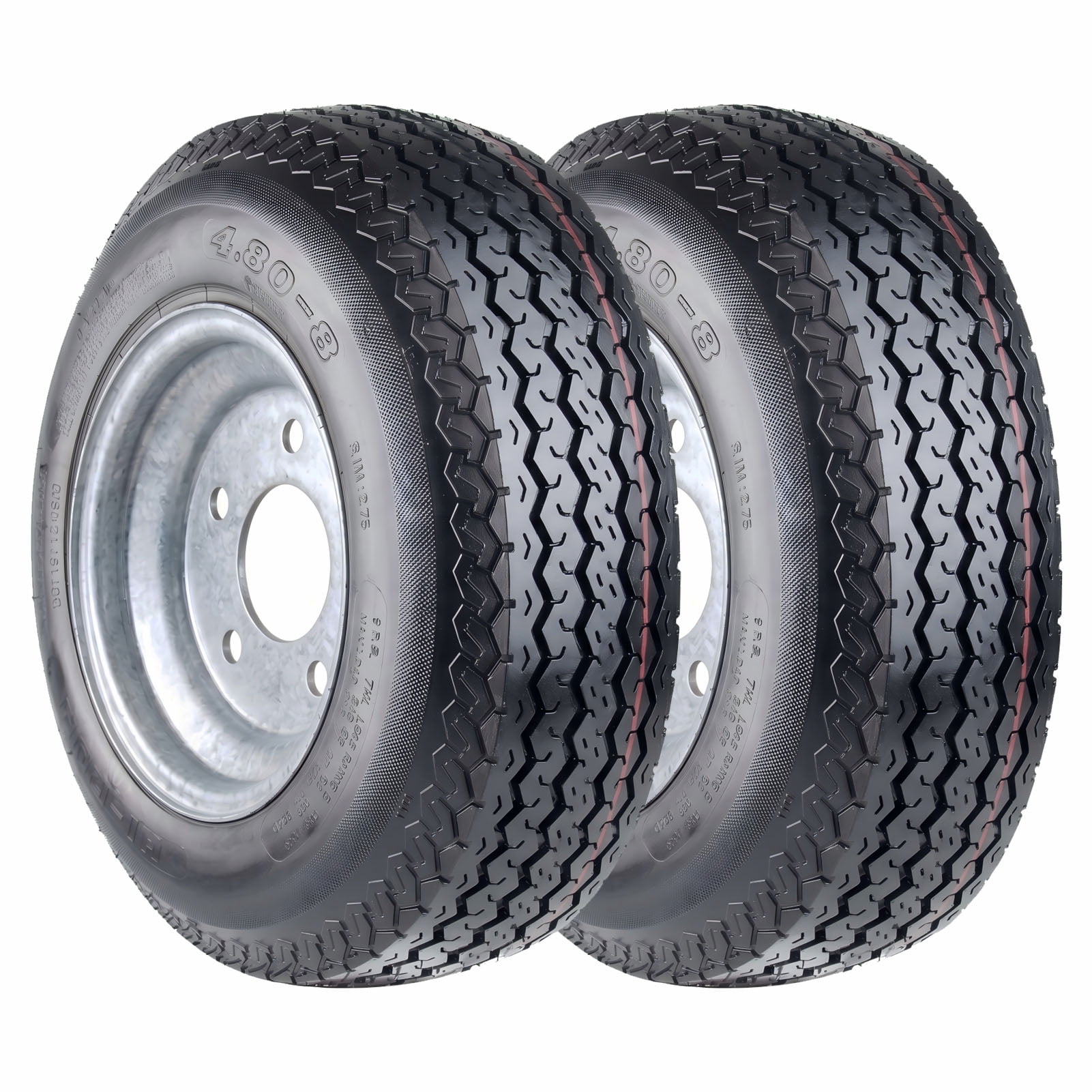 Hi-Run 2 Set SU01 4.80-8 4PR Boat Trailer Tire with 5-Lug Galvanized Wheel Assembly
