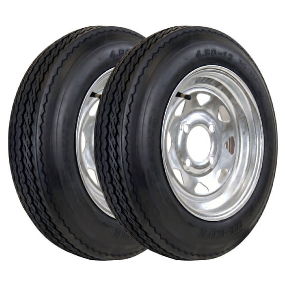 Hi-Run 2 Set SU02 4.80-12 4PR Boat Trailer Tire & 4 Lug on 4" Galvanized Wheel Assembly