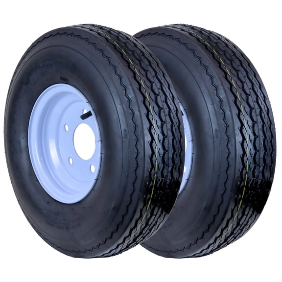 Hi-Run 2 Set SU02 5.70-8 Trailer Tire 4PR & 8X3.75 5 Lugs on 4.5" PCD White Wheel Assembly Fits 570-8