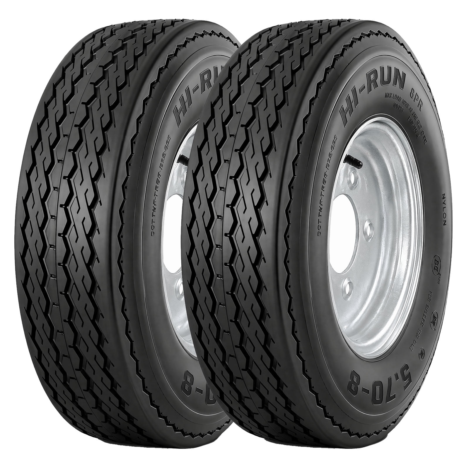 Hi-Run 2 Set SU02 5.70-8 8PR Boat Trailer Tire and 4-Lug Galvanized Wheel Assembly