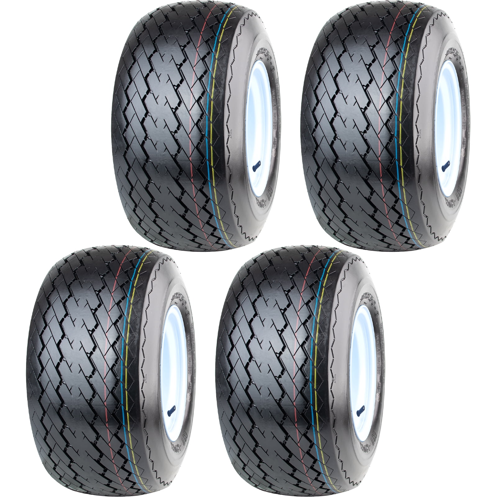 Hi-Run 4 Set SU15 18X8.50-8 4PR Golf Cart Tires Wheel Assembly & 8X7 4 Lugs on 4" PCD White Rim Fits 18X8.5X8, 18X8.5-8