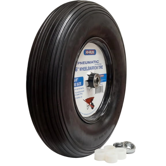 Hi-Run Ribbed 2.50-4 2PR Tubeless Wheelbarrow Tire & Wheel Assembly