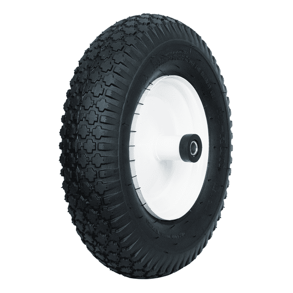 Hi-Run Stud Wheelbarrow 4.10/3.50-4 4PR Lawn and Garden Assembly Tire with 5/8" Bushing