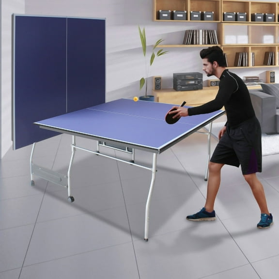 Hi-SPORTS,1-YEAR-WARRANTY,8FT Mid-Size,with Net,2 Table Tennis Paddles and 3 Balls,Table Tennis Table Foldable & Portable Ping Pong Table Set for Indoor & Outdoor Games