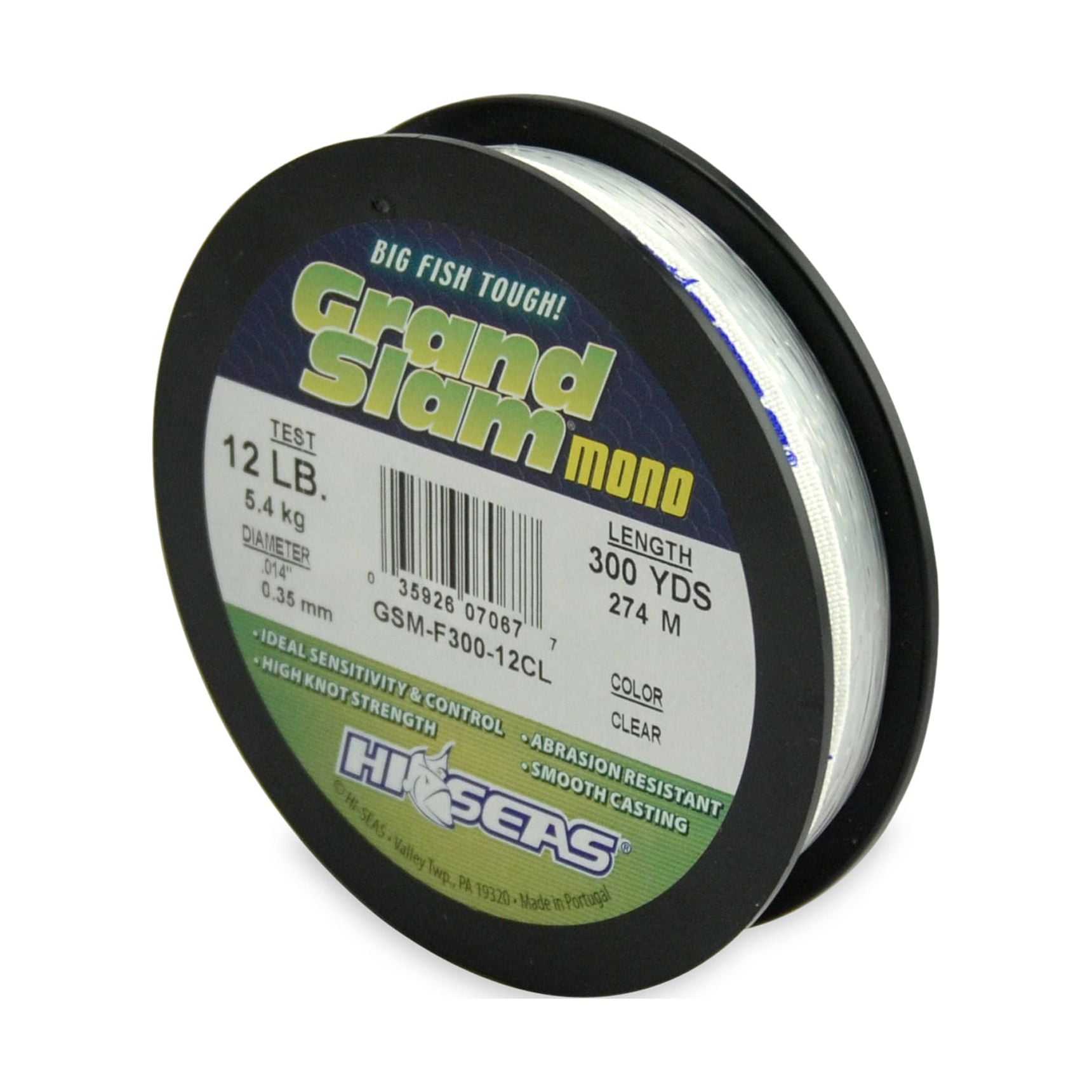 HiSeas Grand Slam Fluorocarbon Coated Fishing Line, Clear, 12 lb. Test
