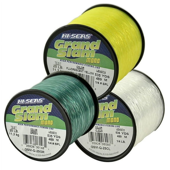 Hi Seas - Grand Slam Monofilament Fishing Line - Green - 1/4 Pound Spool - 15Ib Test