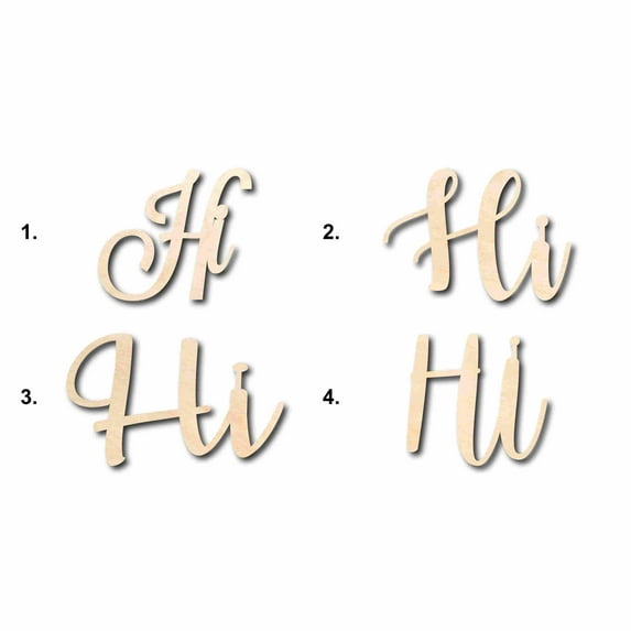 Hi Sign Unfinished Wood Cutout Home Decor DIY Option 4- 20" Wide / 1/2"