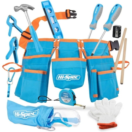 Hi-Spec Junior 16pc Kids Tool Kit Set with Real Metal Hand Tools and Small Utility Belt
