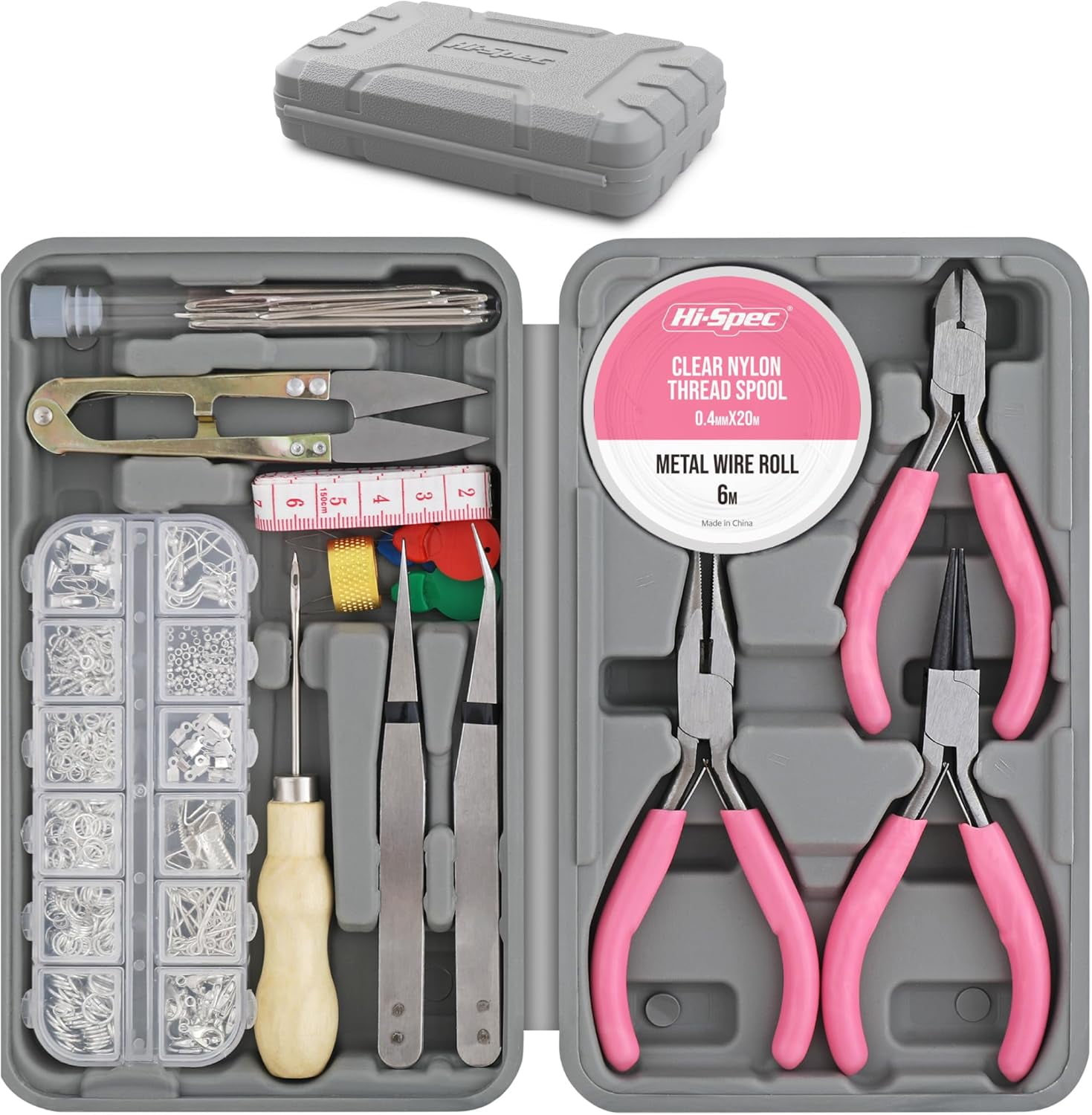 Hi-Spec 17pc Jewelry Making Tool Kit with 600pc Findings for Bracelets & Crafts
