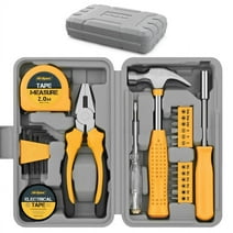 Hi-Spec 24pc Yellow Household DIY Tool Kit Set. Small Mini Tool Box Set of Starter Basic Tools for Home & Office