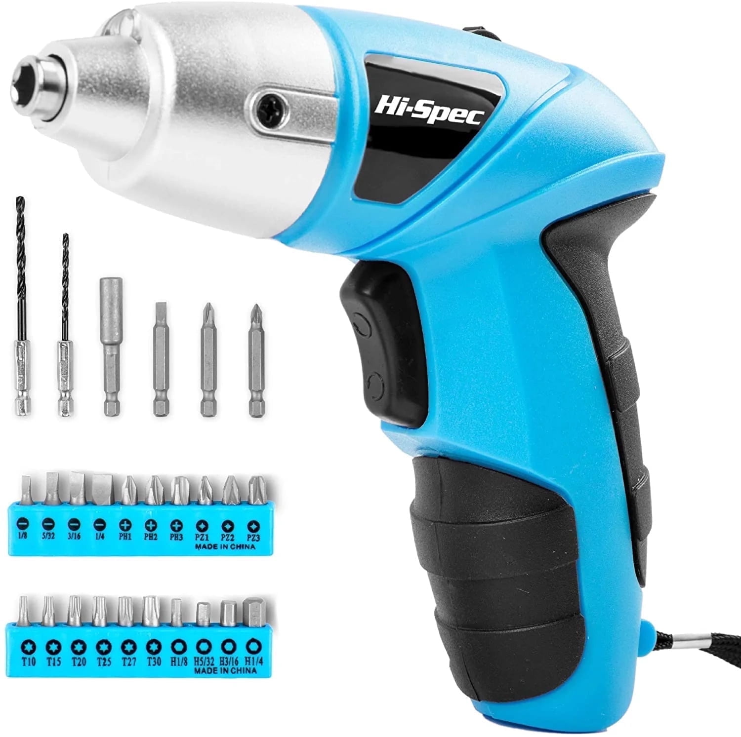 Hi-Spec 27pc 3.6V Cordless Electric Power Screwdriver & Bit Set USB Rechargeable
