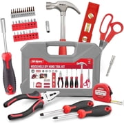 Hi-Spec 42-Piece Home Tool Kit with 28 Driver Bits, Hammer & Pliers, Red