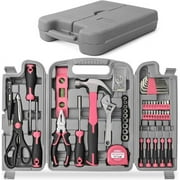 HiSpec 54-Piece Pink Tool Kit with Screwdrivers, Wrenches, Hammer & Driver Bits for DIY & Household Repairs
